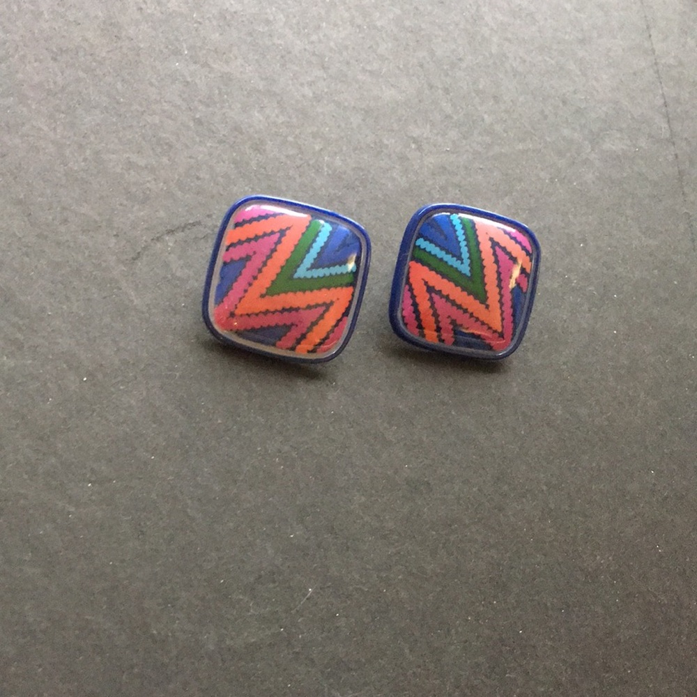 Vintage square clip earrings